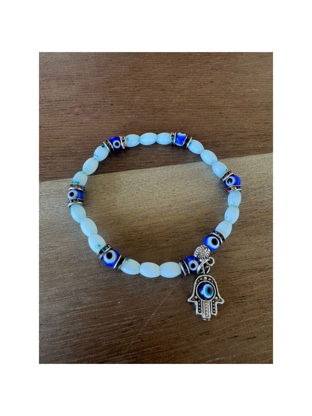 Light Blue Blue Evil Eye Hamsa Charm Bracelet One Size
